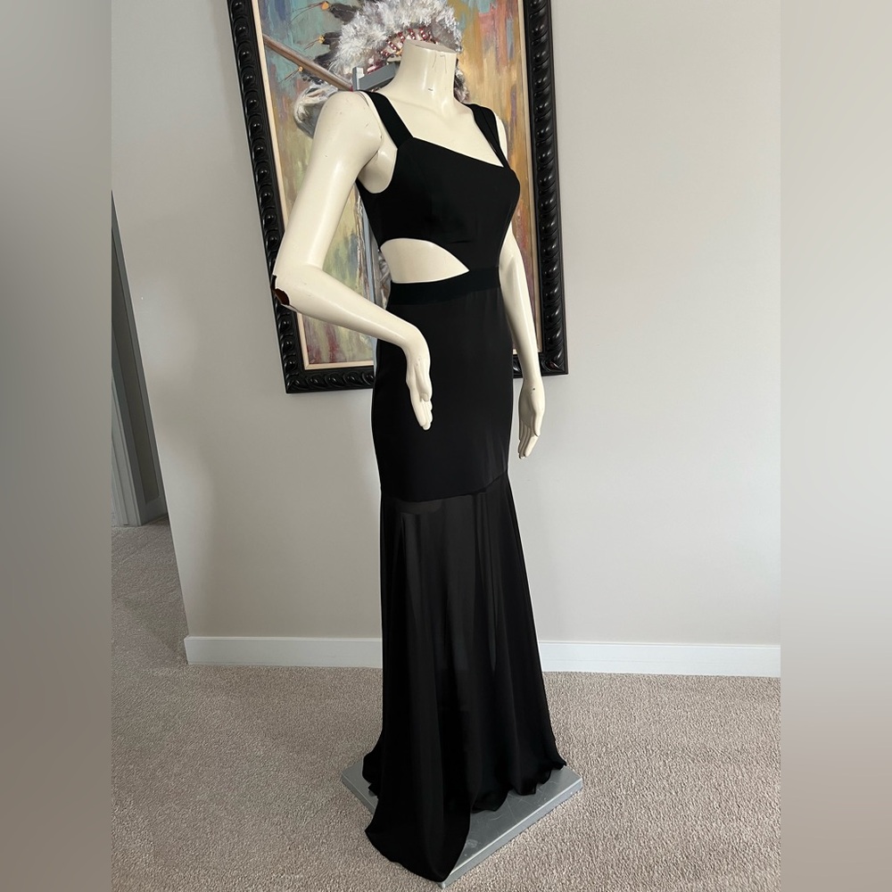 NWT BCBGMaxAzria “Roxana” One Shoulder Black Maxi Dress – Size 0 - Picture 8 of 12